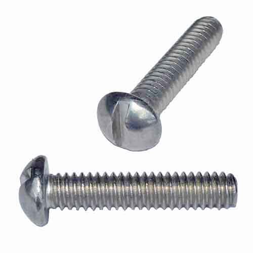RMS010312S #10-24 x 3-1/2" Round Head, Slotted, Machine Screw, Coarse, 18-8 Stainless