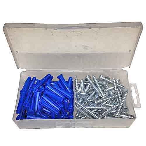 PAK10SP #10-12 X 1" Conical Plastic Screw Anchor Kit (Pan Head, Slotted)