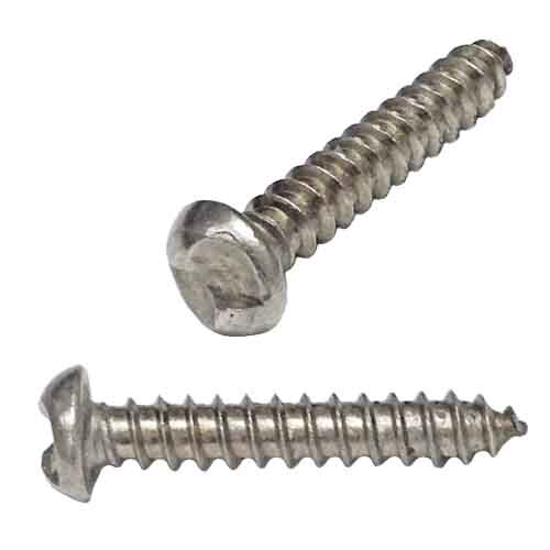OWTS10112S #10 X 1-1/2" Round Head, One-Way Slotted, Tapping Screw, Type A, 18-8 Stainless