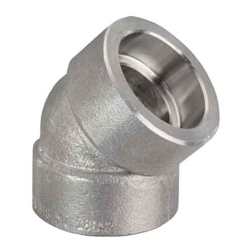 45EL112SW3S316 1-1/2" 45 Deg. Elbow, Forged 3000#, Socket Weld, T316/316L Stainless